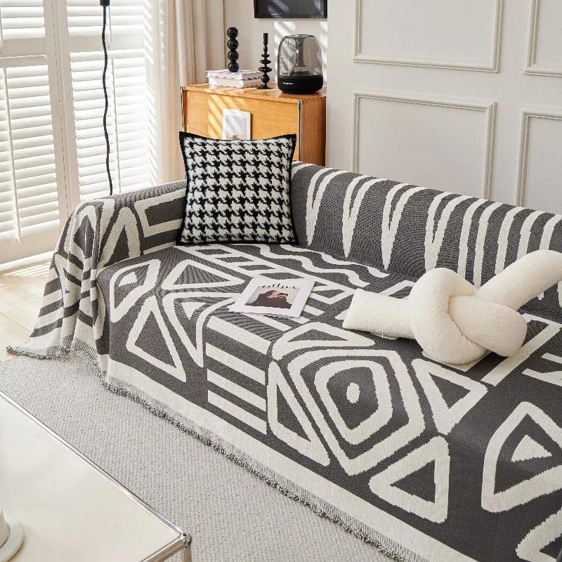 Bohemia Sofa Blanket Chenille Fabric Sofa Covers Four Seasons Universal Tassel Throw Blankets Anti-cat Scratch Towel Protector