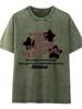 Women's Retro Washed Distressed Cotton Short-Sleeve T-shirt, Summer Style, Loose Fit with Graphic Print