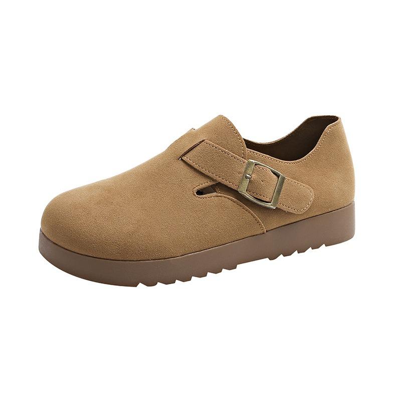 Cowhide version all-inclusive soft sole not tired feet women's shoes spring new one-pedal lazy Doudou single shoes