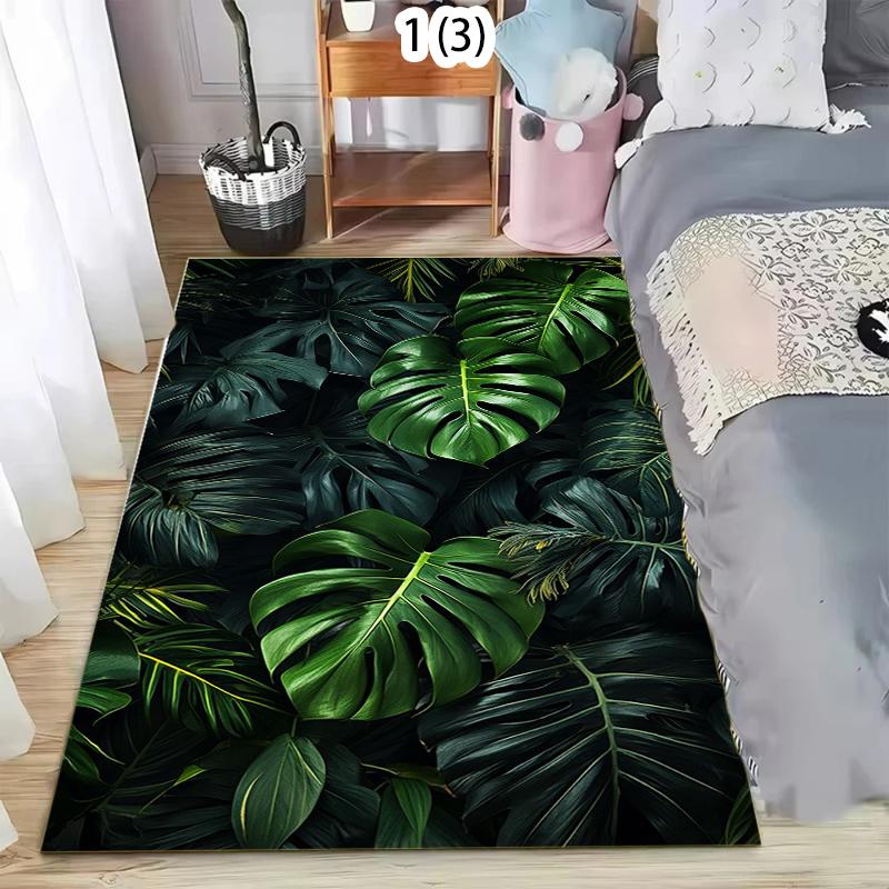 

1 Soft Non Slip Floor Mat with Green Leaf Pattern, Suitable for Living Room and Kitchen Home Carpet in Living Room and Bedroom 40x60cm
