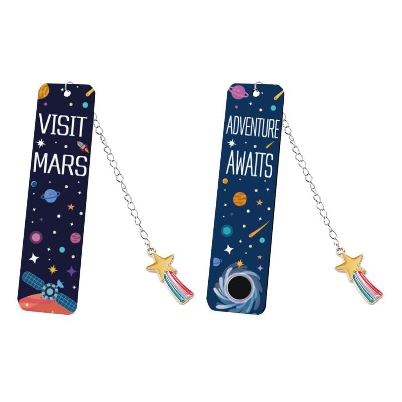 2x Metalowe Zakładki do Książek Zakładka z Astronautą Motyw Gwieździstego Nieba Zakładka do Strony Książki Artykuły Szkolne Biurowe dla Uczniów Nauczyciela