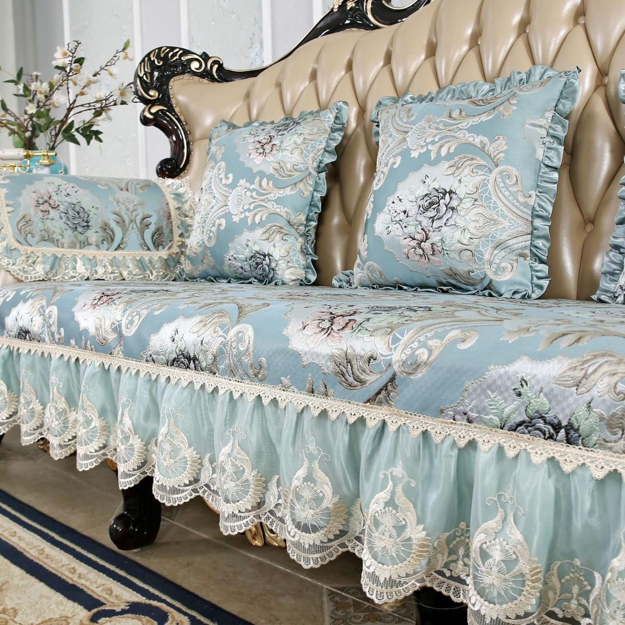 

European Sofa Cushion, Seat Cushion, French Four-Season Universal Light Luxury, American Retro Sofa Cover Towel 90*90cm