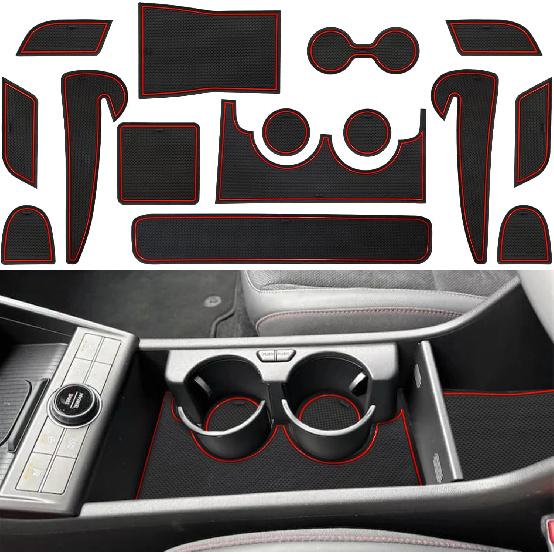 Center Console Liner for Hyundai Kona Accessories (SEL Convenience, N-line, Limited) 2024 2025, Cup Holder Mat, Non-Slip Dust Interior, Rubber