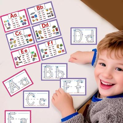 1 Set Kids Alphabet Flash Cards 26 Letters Tracing Practice Card Toddlers Boys Girls Educational Dry Erase ABC Preschool Learning Flashcard