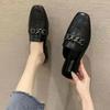 Zapatillas de gran tamaño para mujer, zapatos exteriores Muller, primavera/verano, Baotou, medias zapatillas, versátiles sandalias de tacón bajo con cabeza cuadrada para mujer