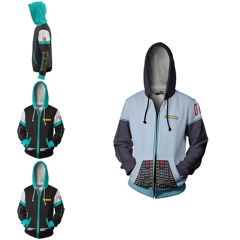 Gemütlicher Anime Hatsune Miku Vocaloid Hoodie mit lebhaftem 3D-Grafikdesign für Komfort