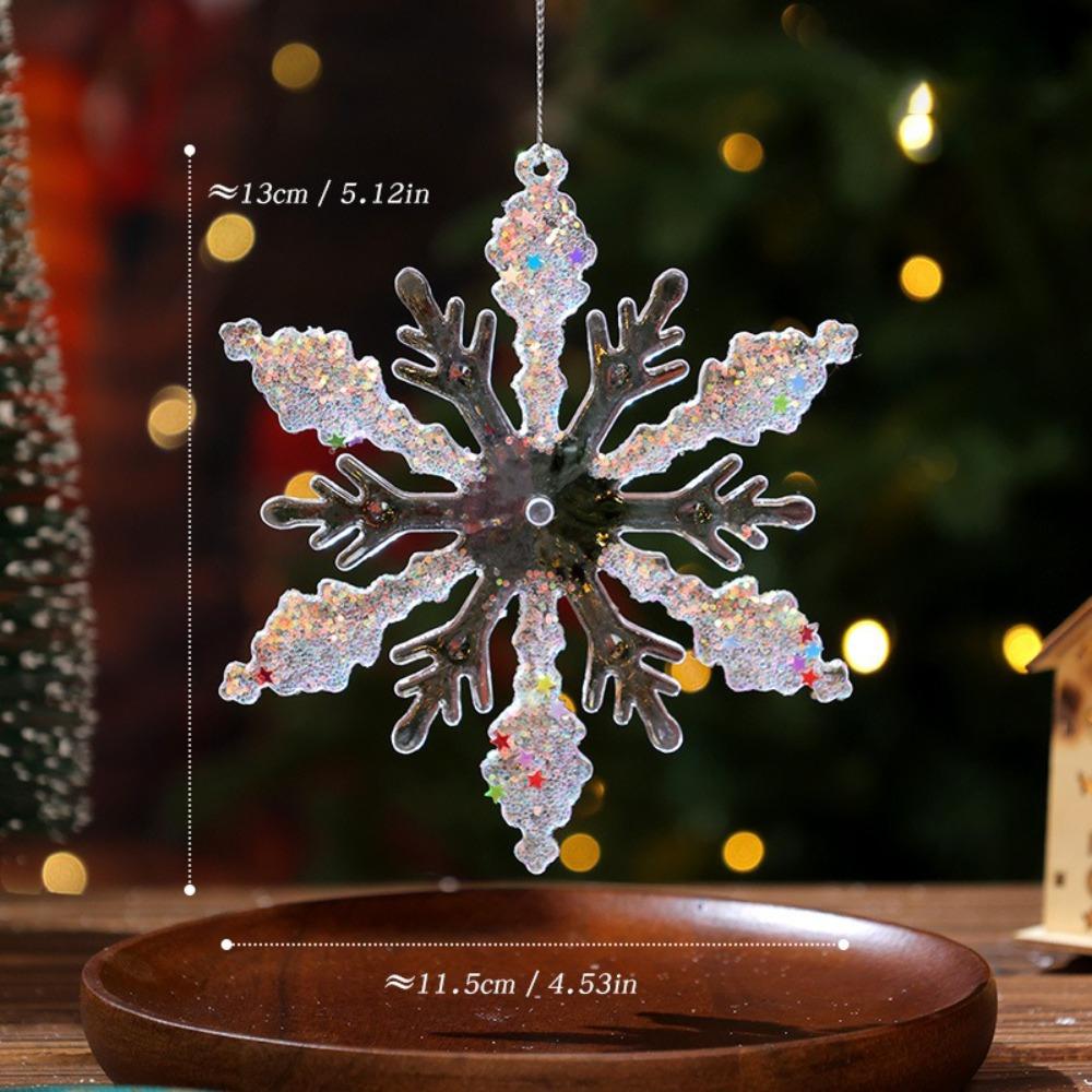 Acryl-Weihnachtsflocken-Anhänger Glitzer Kristallklar Weihnachtsbaum-Hänger Schneeflocken-Design Elchkrone Hängende Ornamente