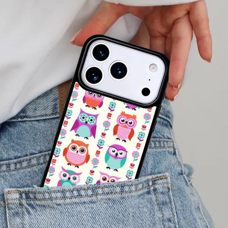 Cartoon Owl Collage Phone Case for iPhone 16e 15 14 13 12 17 Pro Max Plus Air 17pro Cover Coque