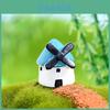 Charming Black Windmill Castle Resin Figurine Adorable Miniature Decor For Succulents