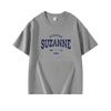 Summer New Navy Blue Round Neck Cotton Short-sleeved T-shirt Women's Clothing American Trendy Brand Letter Design Casual Loose Top