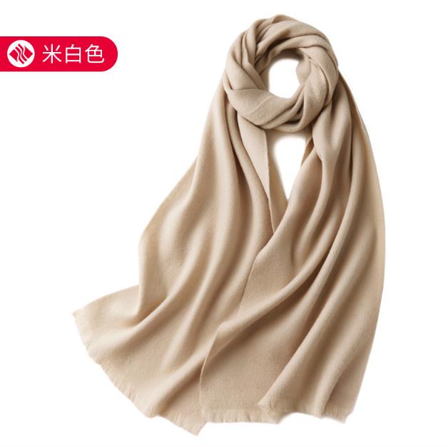 

Шарф из 100% чистой шерсти Женский дикий классический однотонный новый осенне-зимний парный теплый длинный короткий ушастый кашемировый шарф One Size бежевый