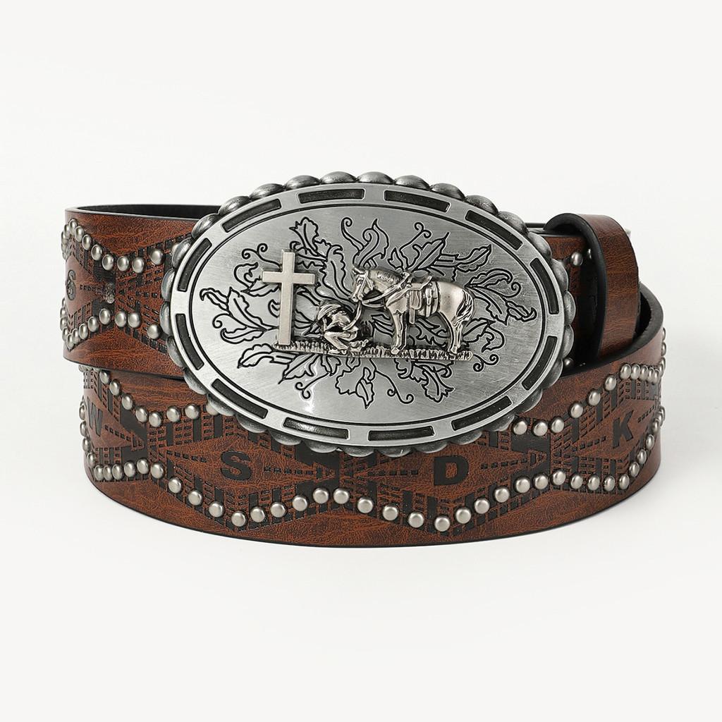 Unisex Stylish Faux Leather Belt With Metal Buckle Belt Paired With Jeans