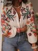 Top Camicia Stampata a Maniche Lunghe Larga Nuova da Donna Primavera Estate