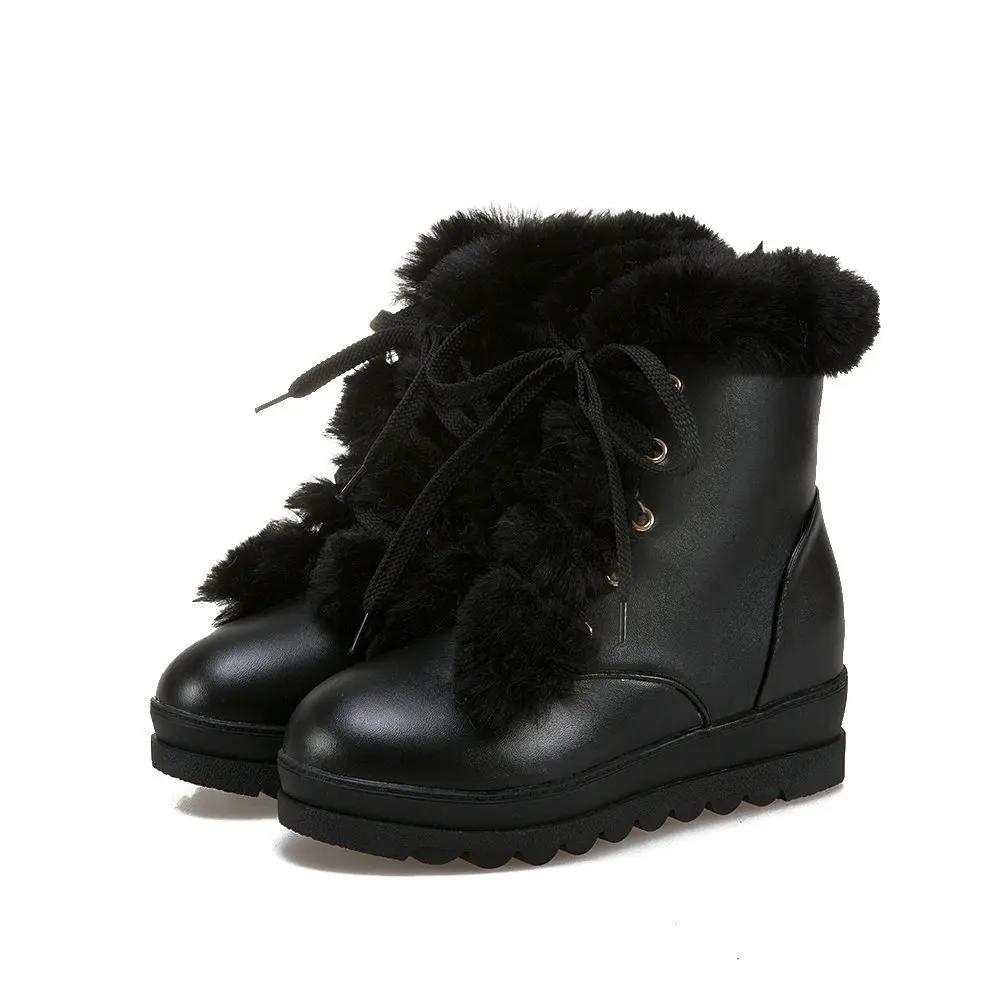 

Мода 2025 Женские ботинки зимние белые розовые ботинки зимние ботинки толстый бархат короткие ботинки шнуровка размер женские ботинки женская обувь 34 чёрный