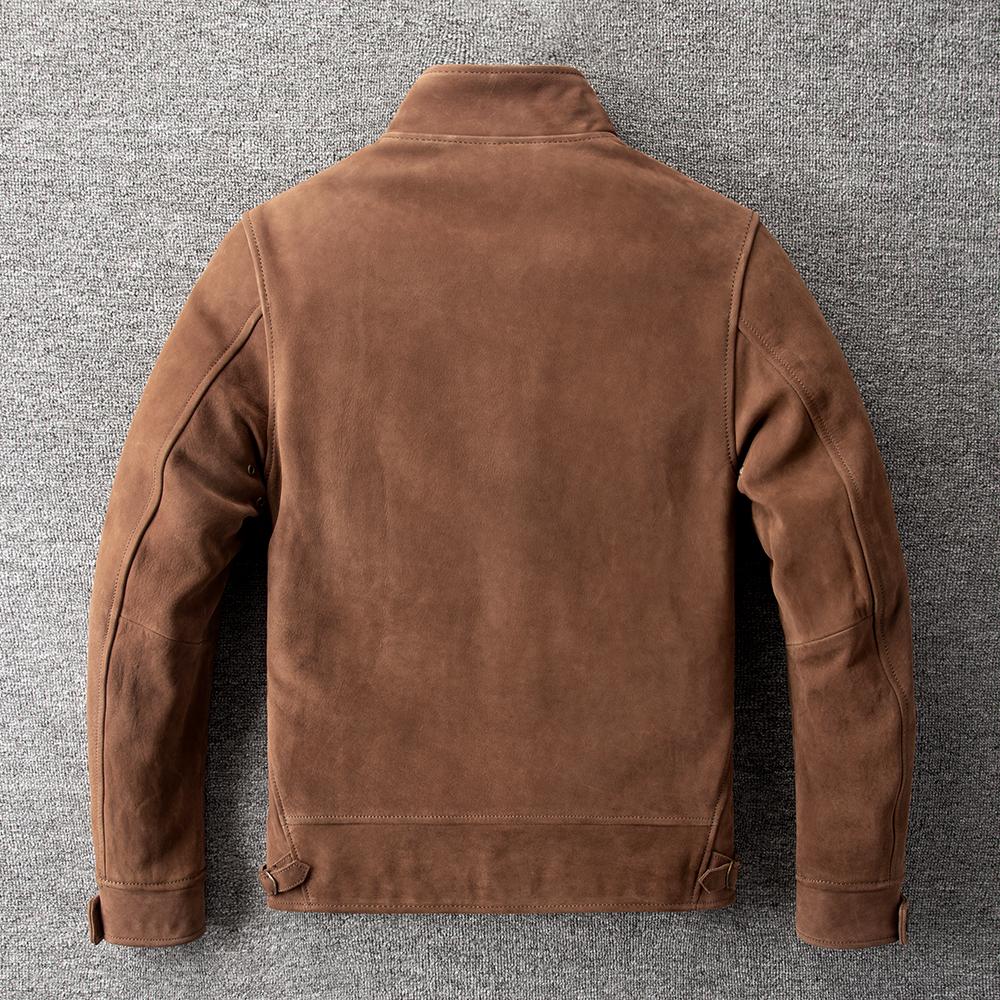 Brown Uncoated Natural Cow Leather Jackets Men Genuine Cowhide Leather Einstein Coat Slim Fit Jacket Man Business Clothes Autumn
