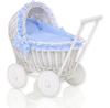 Sweet Baby Doll Stroller Woven White with Blue Bedding and Soft Lining