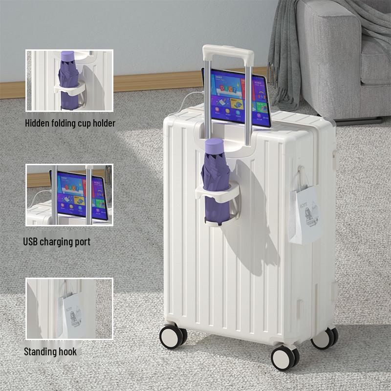 2025 Large Capacity Leather Suitcase with Universal Wheels and Combination Lock