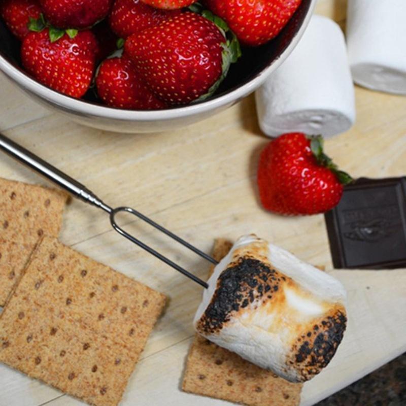 Telescopic BBQ Fork Marshmallow Roasting Sticks 1pcs Skewers for Barbecue Hot Dog Camping Picnic Outdoor Cooking