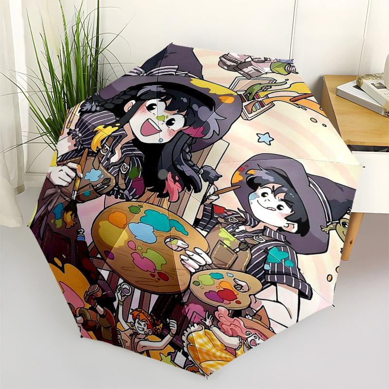 

1pc Outdoor Umbrella with Magical Artist Characters - Automatic Opening & Closing, Portable 3-Fold Design, 8-Rib Iron Frame, Perfect Gift for Fan