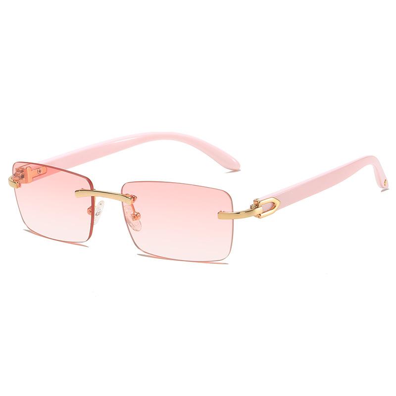 Latest square rimless sunglasses Fashion cut edge men s glasses Jelly coloured women s sunglasses Fashion clothing Street beat