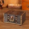 Vintage Gray Distressed Wooden Box with Combination Lock for Jewelry and Document Storage