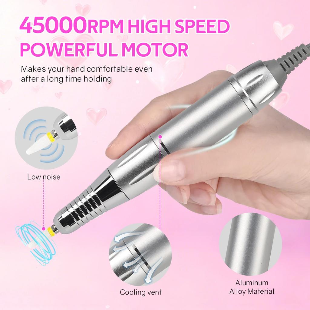 DianaBeauty 45000RPM Rechargeable Manicure Drill Desktop Polishing Machine Electric Manicure Sander Low Noise Nail Salon Tools