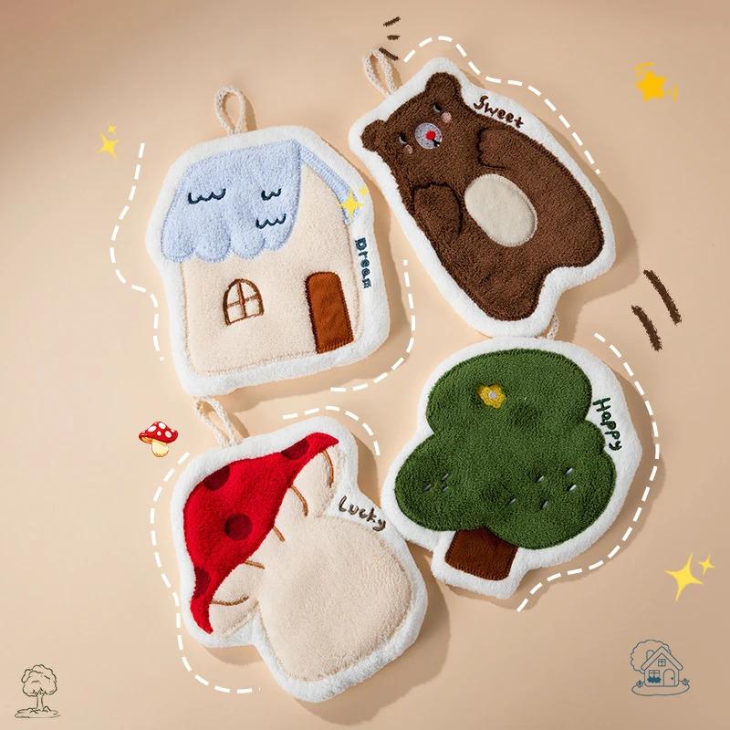 New variety of patterned hand towels with strong absorbency, kitchen and bathroom hand towels, cartoon hand towels for easy hang