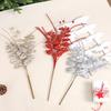 6Pcs Decorative Faux Leaves with Berries Gold Powder Coated Leaf and Berries Clusters for Creative Decoration