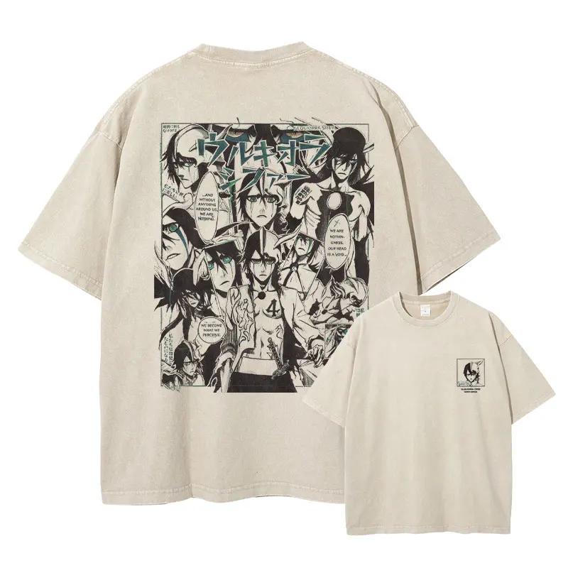 Grimmjow Aizen Ichigo Μπλουζάκι Anime Vintage Πλυμένα T Shirts Streetwear Rukia Kenpachi Manga Φαρδιά Y2k Κοντομάνικα Μπλουζάκια
