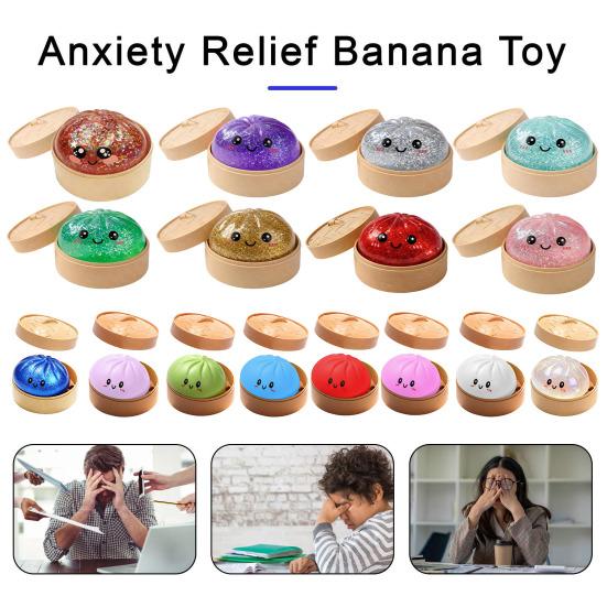 Steamed Bun Squeeze Toy, Cute Dumpling Stress Relief Ball, Slow Rising Decompression Toy for Desk, Kawaii Fidget Gift