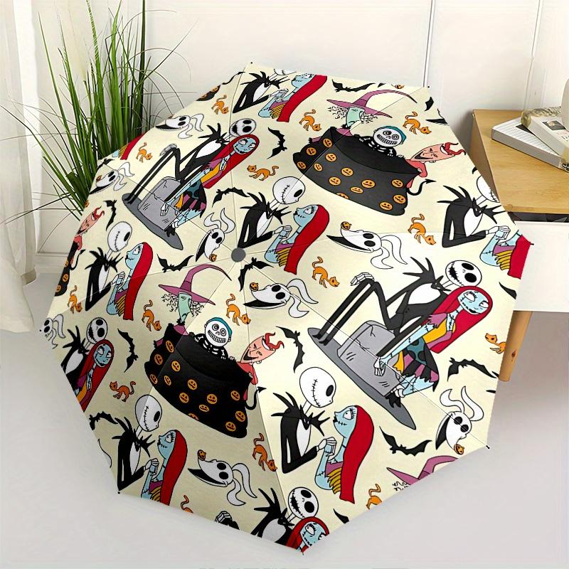 

Jack Skellington, Sally Automatic Opening and Closing Umbrella - 8 Ribs Portable Folding Umbrella with Plastic Handle, Suitable for Leisure