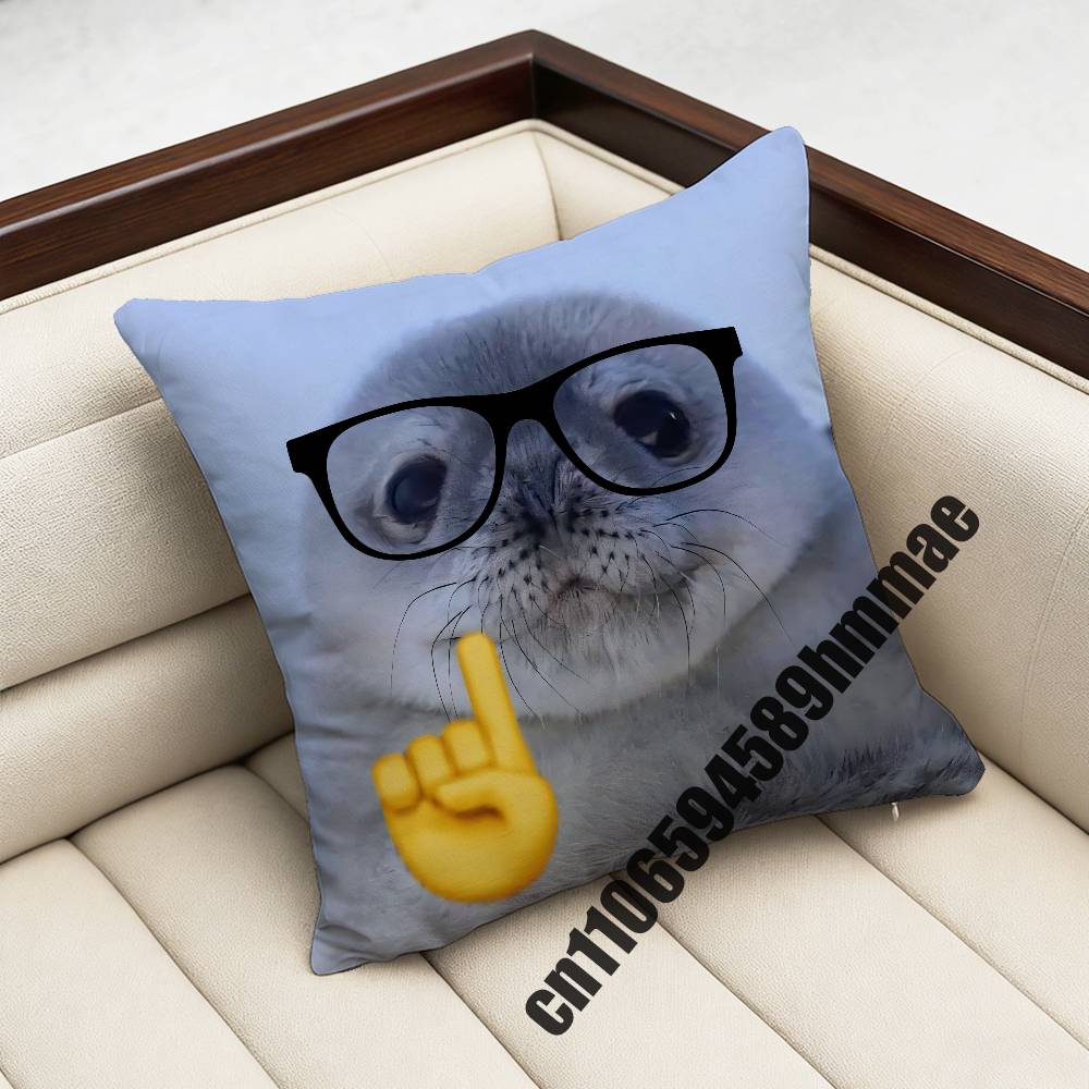 For Throw Pillow Case Sham 45X45Cm 35X35Cm Square Bedroom Seals Fruit Cute Seal Sea Meme Pillowcase Cushion Cover