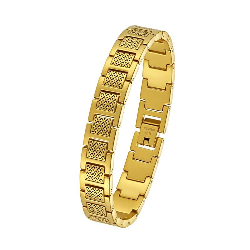 High Quality French Crocodile Pattern Bracelet 18K Gold-plated Adjustable Non-fading Men s Titanium Steel Bracelet 22CM