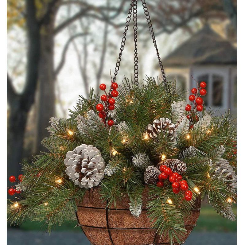 Stand Alone Christmas Basket Wreath Christmas Day Decorations Christmas Wreath Artificial Christmas Basket