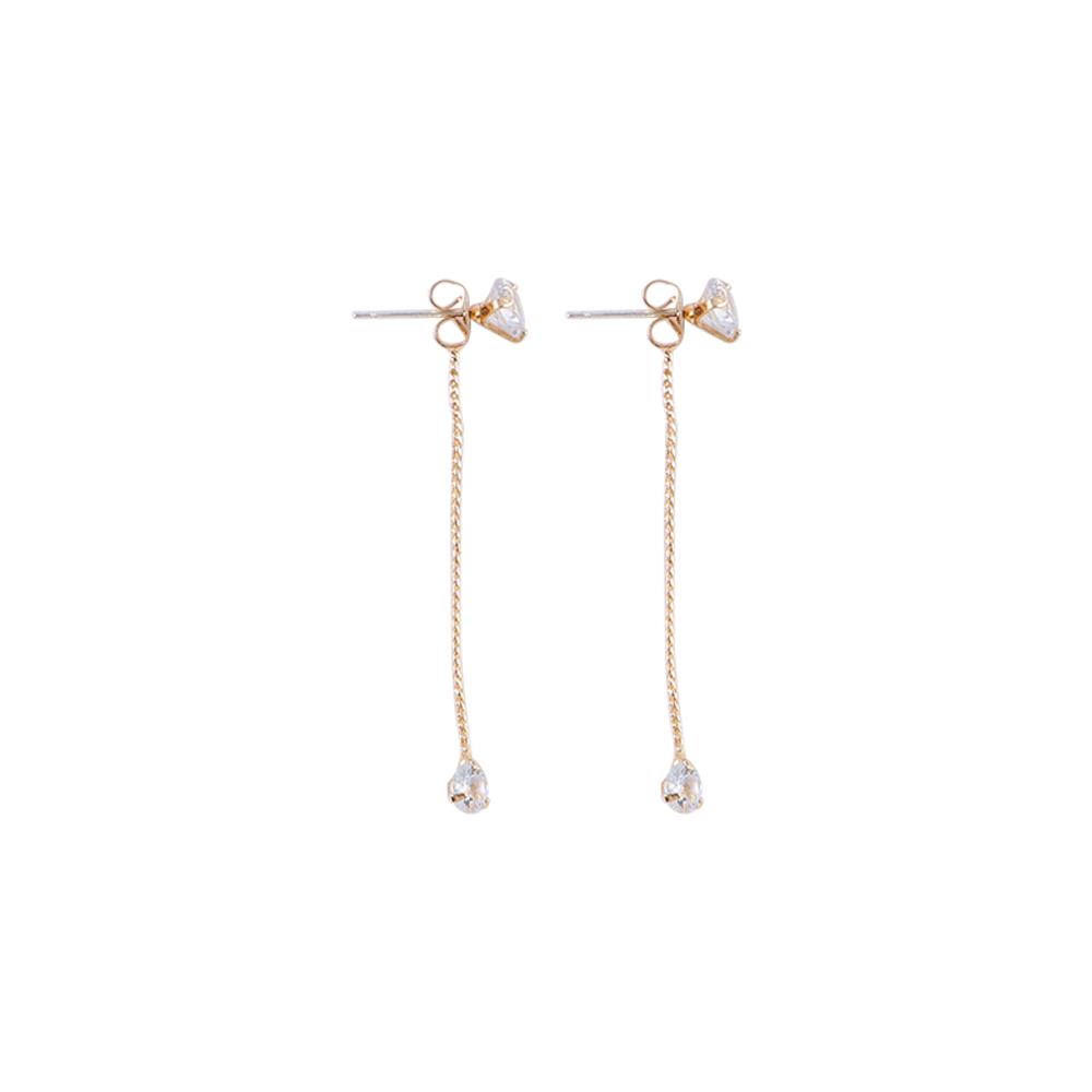 Korean Front And Back Simple Two wear Delicate Zircon Earrings Stud Earrings Jewelry Long Tassel