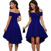 Elegant Women Short Sleeve Off Shoulder High Low Skater Cocktail Formal Dress