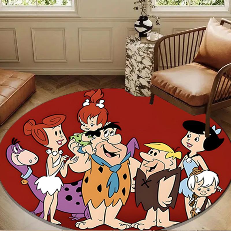The Flint-stones Family Round mat, Anti-slip Circle Carpet Chair rug For livingroom,Bedroom, doormat home decor Gift Christmas Gifts