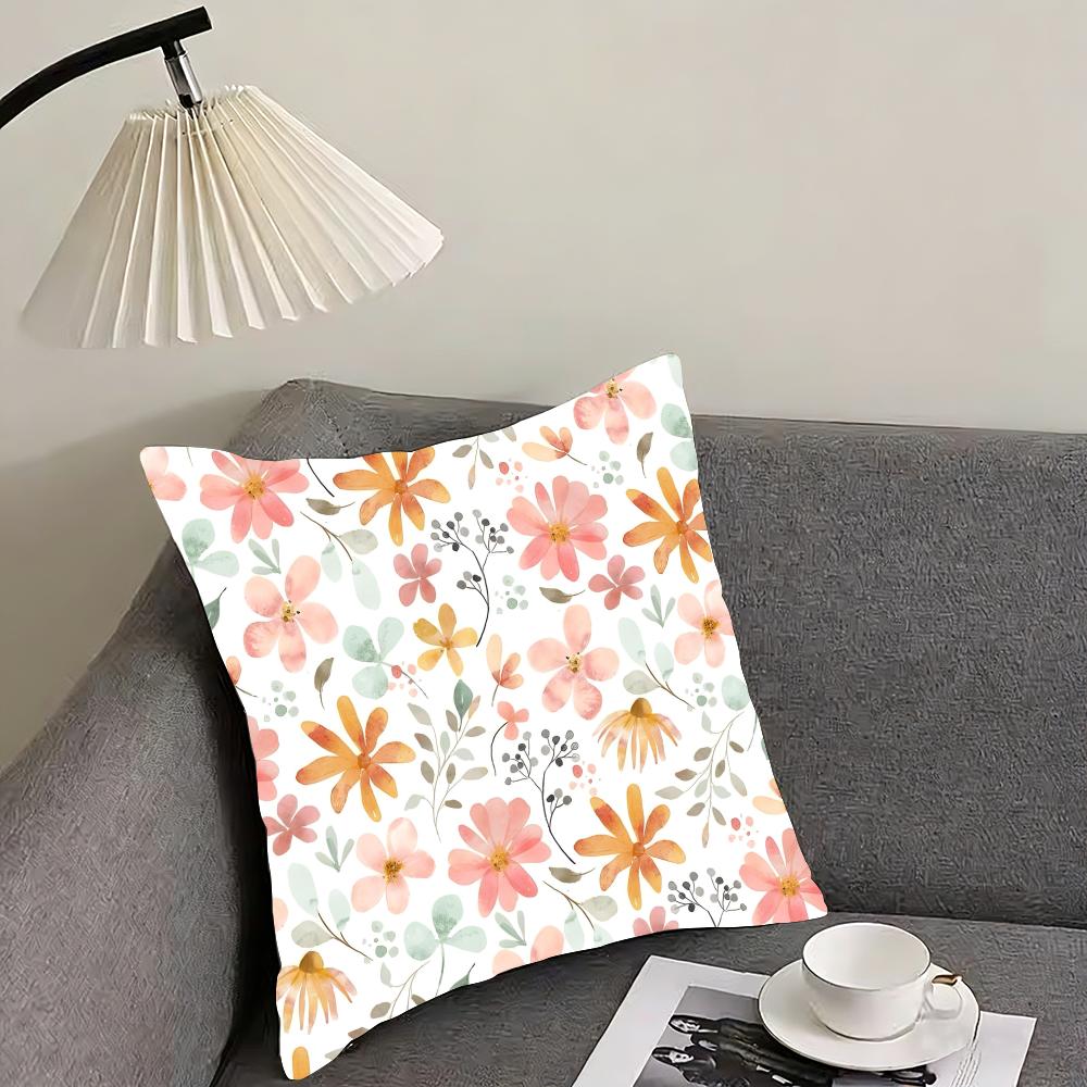 Floral Pattern Cute Cushion Cover Pillowcase Ultra Soft Skin Friendly Fabric Cloud Like Comfort Concealed Zipper