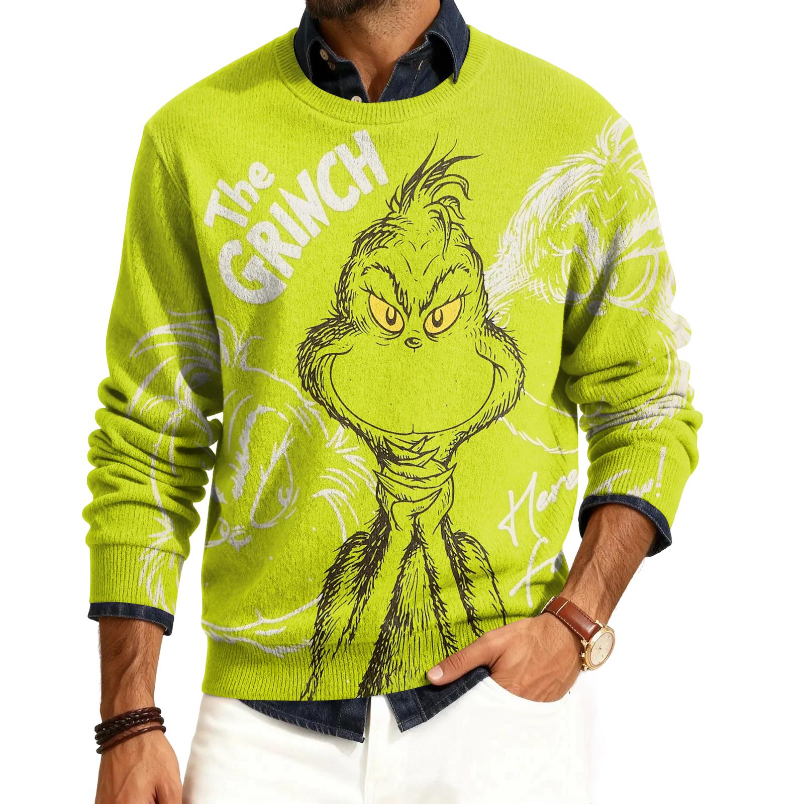 

Мужской пуловер с круглым вырезом, длинными рукавами и рубчатой вязкой XXXL