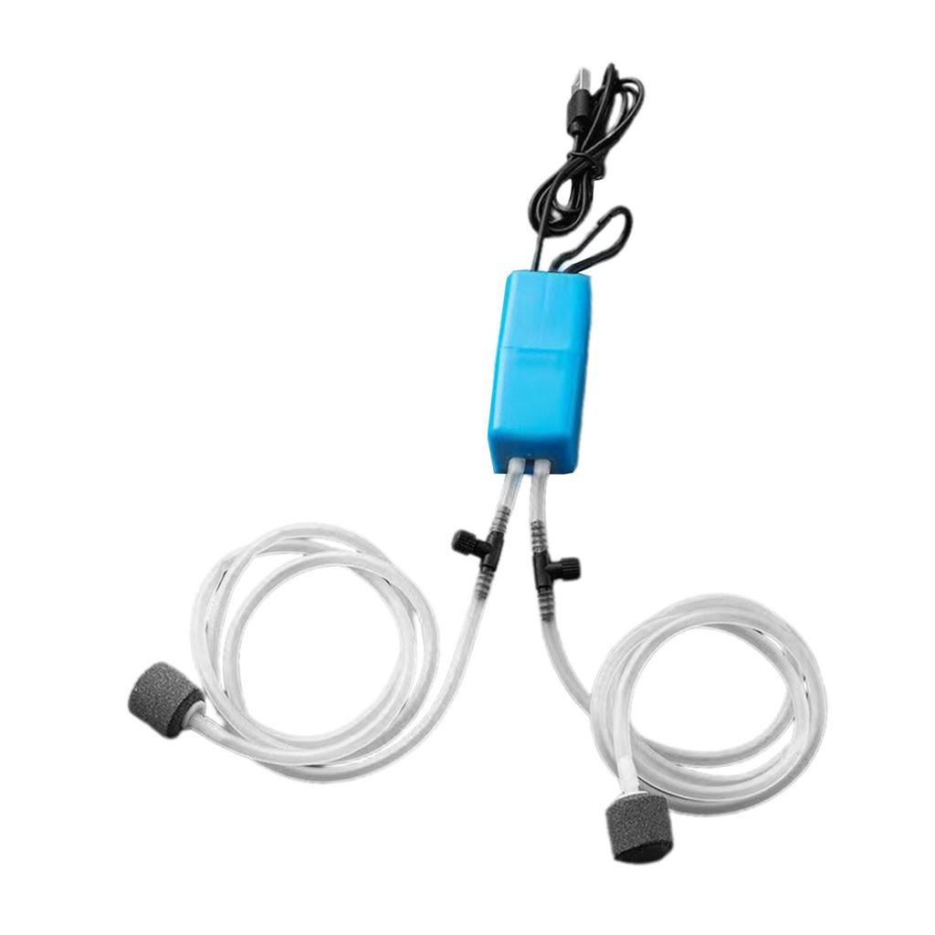 Pompa Ossigeno USB per Pesci Portatile Silenziosa Doppia Uscita Pompa Ossigeno per Pesca Acquario Domestico