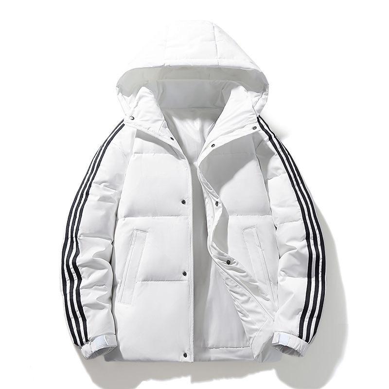 New Down Jacket for Men's Short Three-way Bar for Men and Women's Students Outdoor Loose White Duck Down Hooded Thickened Jacket