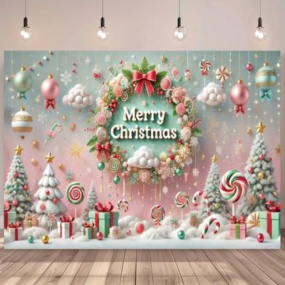Merry ChristmasTree Gift Boxes Backdrop Xmas Decoration Background Winter Backdrop Decorations For Photo Studio Photo Booth Christams Party