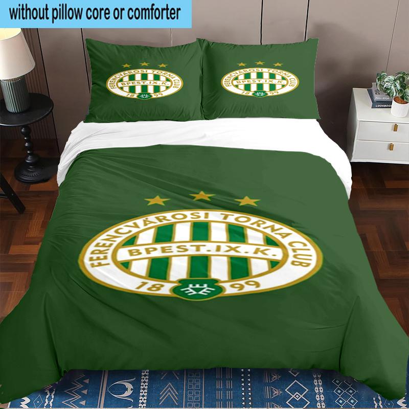 Ferencvaros TC Football Club 3PCS Bedding Set 2D Printing (Includes 1 Duvet Cover + 2 Pillowcases Coreless), Bedroom decor,Fan Gift