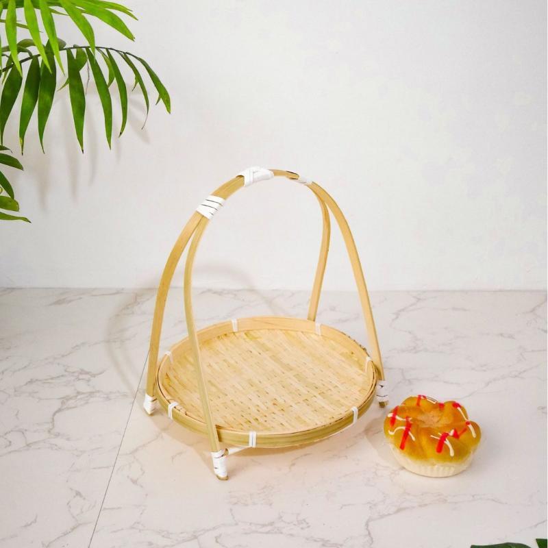 1/2/3 Layer Fruit Basket Food Basket Decorative Standing Tray Bamboo Serving Tray Bamboo Storage Basket For Kitchen