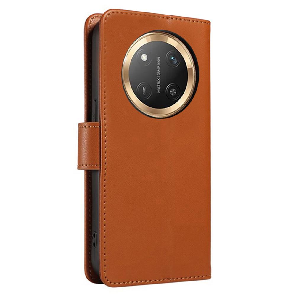 For Honor X60 Pro 5G/X9c 5G Case RFID Blocking Leather Wallet Flip Phone Cover with Wrist Strap