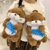 Holding Fish Otter Plush Backpack Realistic Look Student School Bag  Shopping