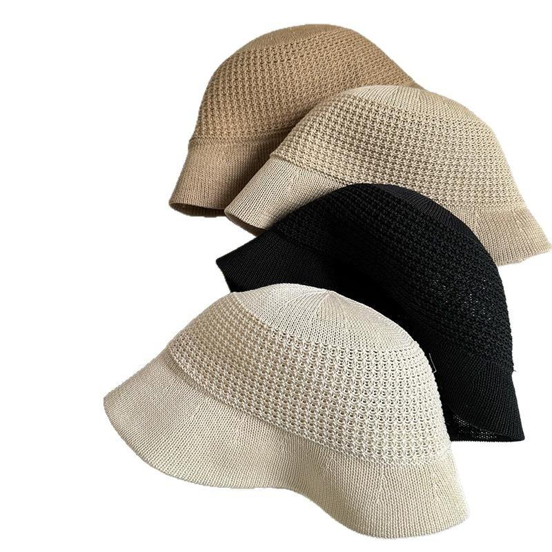 Woven Fisherman's Hat Female Summer Gentle Hollow Mesh Fashionable Elegant Basin Hat Showing Face Small Spring and Summer Hat