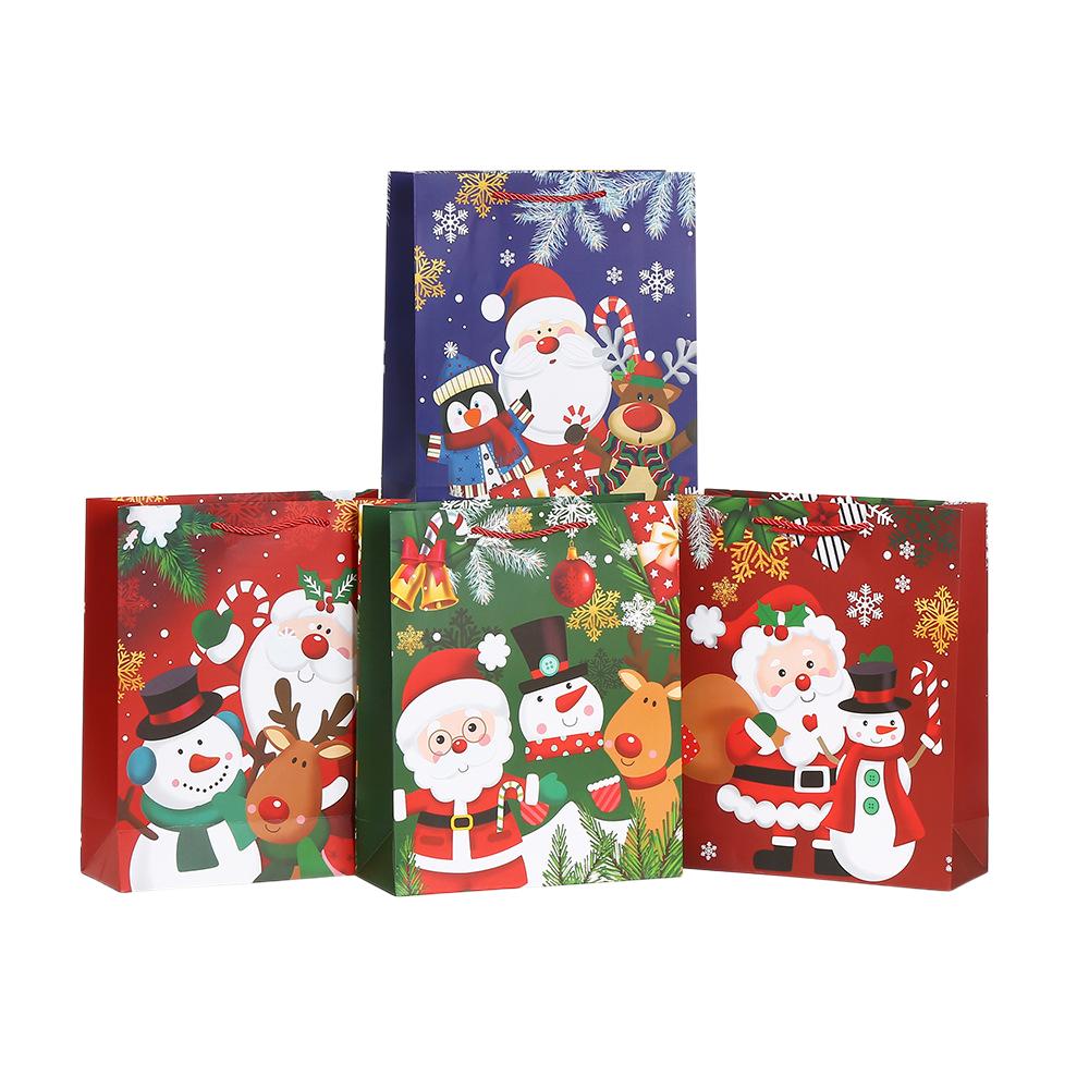 6/10pcs StoBag Christmas Party Paper Tote Bags Recyclable Gift Bags for Candy Cookies Classroom Exchange Winter Events