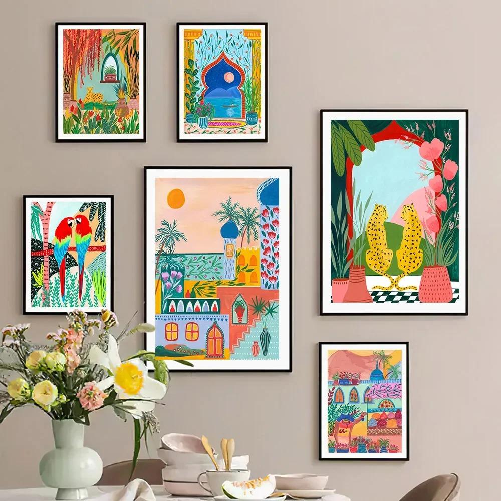 Egypt Morocco Travel Wall Art Canvas Painting Tropical Jungle Animals Leopard Tiger Posters Prints Home Decor Housewarming Gift