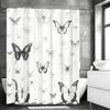 Black and White Butterfly Shower Curtain, Bathroom Decorative Shower Curtain, Waterproof Shower Curtain with Hooks